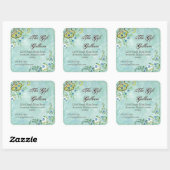 ペイズリーモダンフローラフローリッシュ結婚スワール スクエアシール (シート)