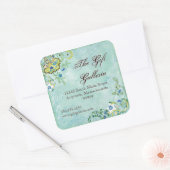 ペイズリーモダンフローラフローリッシュ結婚スワール スクエアシール (封筒)