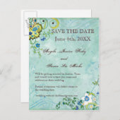 ペイズリーモダンフローラフローリッシュ結婚スワール 案内ポストカード (正面/裏面)