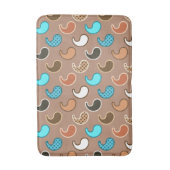 ペイズリーモダン模様、トープ、ターコイズ、錆 バスマット (正面縦)