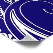 ペイズリーモノクロ：青、白のエレガンス。 ポスター (角)