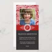 ペイズリーモノグラムホリデーフォトカード シーズンカード (正面/裏面)