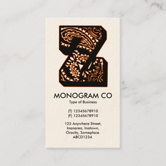 ペイズリーモノグラム – Z 名刺 (正面)