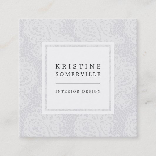 ペイズリーレースススクエアビジネスカード | Nimbusグレー スクエア名刺 (正面)