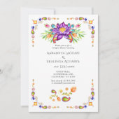 ペイズリーロータスフラワーインディアンカップルシャワー 招待状 (正面)