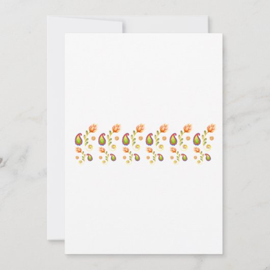 ペイズリーロータスフラワーインディアンブライダルシャワー 招待状 (裏面)