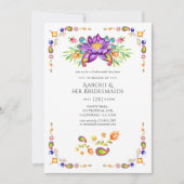 ペイズリーロータスフラワーインディアンブリデスメイドランチョン 招待状 (正面)