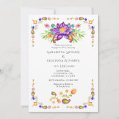 ペイズリーロータスフラワーインディアン婚約パーティ 招待状 (正面)