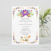 ペイズリーロータスフラワーインディアン婚約パーティ 招待状 (スタンド正面)