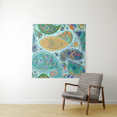 ペイズリーヴィンテージフローラモチーフのエスニック的シームレスな背景 タペストリー (インサイチュ(横))