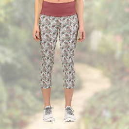 ペイズリーヴィンテージルックバラブルガンディーグリーンハウスホテル カプリレギンス