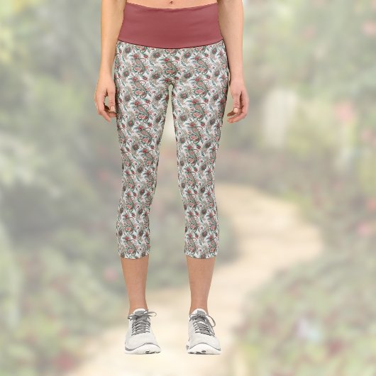 ペイズリーヴィンテージルックバラブルガンディーグリーンハウスホテル カプリレギンス