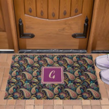 ペイズリーヴィンテージルックブラックパープルモノグラムイニシャル