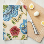 ペイズリーヴィンテージレトロフローラインディアンパターン キッチンタオル (四つ折り)