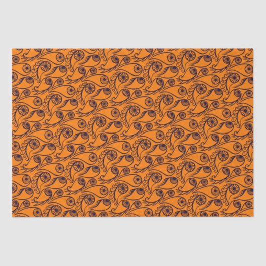 ペイズリー予測できなアイパターン不気味な面白いハロウィーン 薄葉紙 (正面)