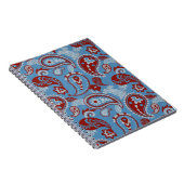 ペイズリー伝統的リノカット赤白青 ノートブック (右側)