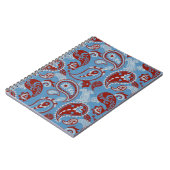 ペイズリー伝統的リノカット赤白青 ノートブック (左側)