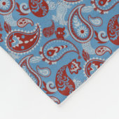 ペイズリー伝統的リノカット赤白青 フリースブランケット (角)