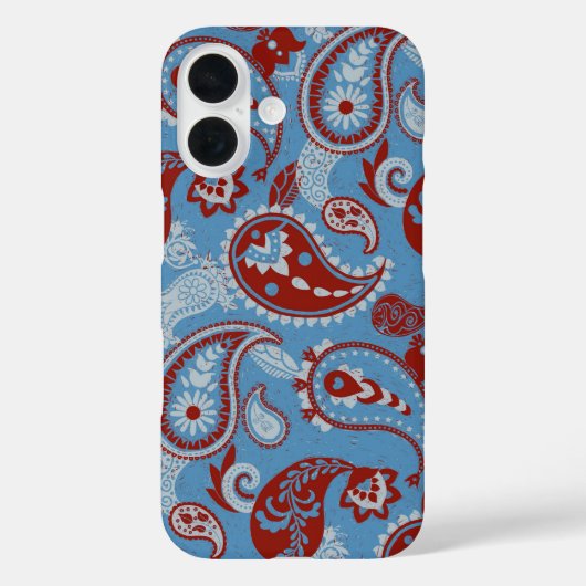 ペイズリー伝統的リノカット赤白青 Case-Mate iPhoneケース (裏面)