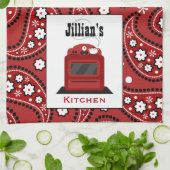 ペイズリー及びレトロのストーブのパーソナライズな台所タオル キッチンタオル (折り畳み)