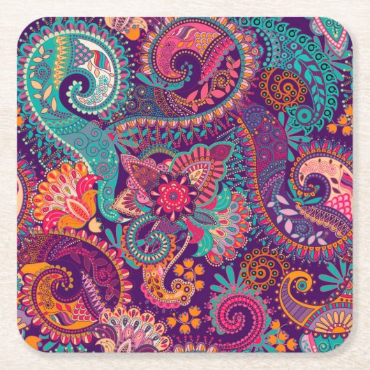 ペイズリー型 スクエアペーパーコースター (正面)
