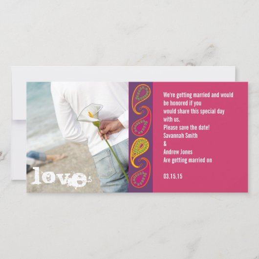 ペイズリー日付の保存 セーブザデート (正面)