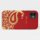 ペイズリー柄のインド赤iPhone 5 カバー (裏面(横))
