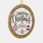 ペイズリー柄のクリスマスオーナメント オーダーメイド セラミックオーナメント (右)