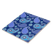 ペイズリー柄、コバルトブルーとホワイト タイル (側面)