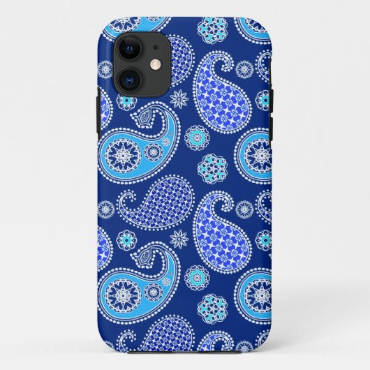 ペイズリー柄、コバルトブルーとホワイト Case-Mate iPhoneケース (裏面)