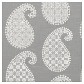 ペイズリー柄、シルバーグレー/グレーと白 ファブリック (クローズアップ)