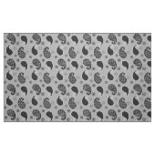 ペイズリー柄、シルバーグレー、白黒 ファブリック (ファットクウォーター)