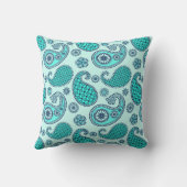 ペイズリー柄、ターコイズ、アクア、ネイビー クッション (裏面)