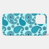 ペイズリー柄、ターコイズ、アクア、ネイビー Case-Mate iPhoneケース (裏面 (横))