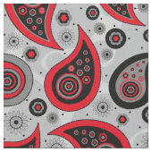 ペイズリー模様の赤い黒と灰色エレガント ファブリック (クローズアップ)