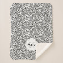 ペイズリー模様インクモノ名シェルパ毛布