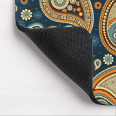 ペイズリー模様ブルーティール（緑がかった色）オレンジエレガント マウスパッド (コーナー)