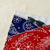 ペイズリー模様レッド・ネイビー・ブルーアートバレーボール ビーチタオル (インサイチュ)