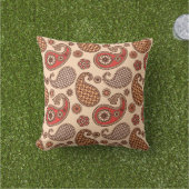 ペイズリー模様、桃およびコーラルピンク アウトドアクッション (芝生)