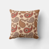 ペイズリー模様、桃およびコーラルピンク アウトドアクッション (裏面)