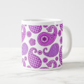 ペイズリー模様、紫、紫、白 ジャンボコーヒーマグカップ (正面右)