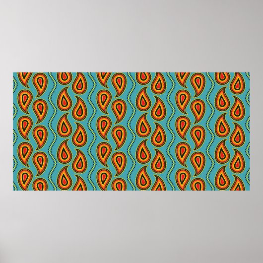 ペイズリー模様、装飾布質感インディアンs ポスター (正面)