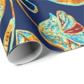 ペイズリー水彩花模様タイル:花, f ラッピングペーパー (ロールコーナー)