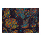 ペイズリー水彩：花模様タイル 枕カバー (裏面)