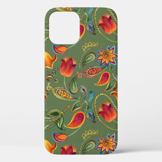 ペイズリー水色の花、シームレスなインディアンモチーフ。 Case-Mate iPhoneケース (裏面)