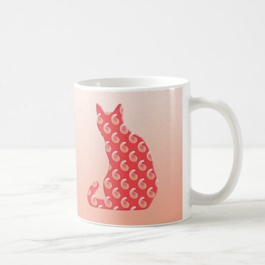 ペイズリー猫-珊瑚のオレンジの陰 コーヒーマグカップ (右)