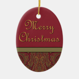 ペイズリー素朴メリークリスマス セラミックオーナメント
