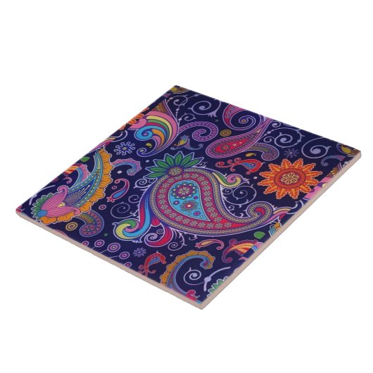 ペイズリー紫 タイル (側面)