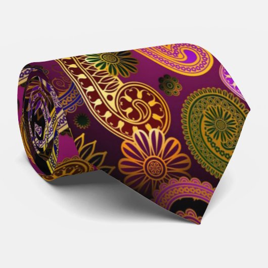 ペイズリー紫 ネクタイ (ロール)