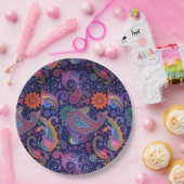 ペイズリー紫 ペーパープレート (パーティー)